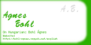 agnes bohl business card