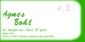 agnes bohl business card